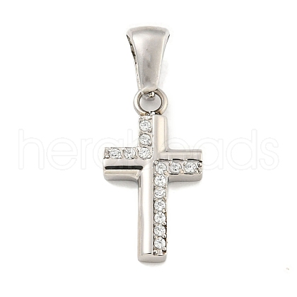 304 Stainless Steel Cubic Zirconia Pendants STAS-C102-04A-P-1
