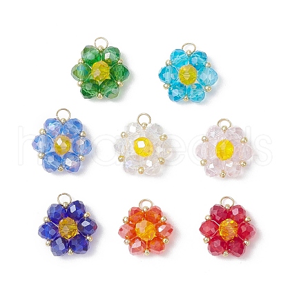 8Pcs 8 Colors Electroplate Glass Pendants PALLOY-MZ00727-1