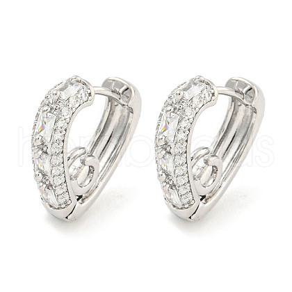 Brass Micro Pave Clear Cubic Zirconia Hoop Earrings EJEW-S228-11P-1