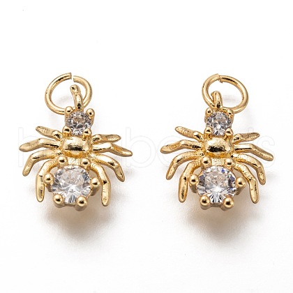 Brass Micro Pave Clear Cubic Zirconia Charms ZIRC-C020-43G-1
