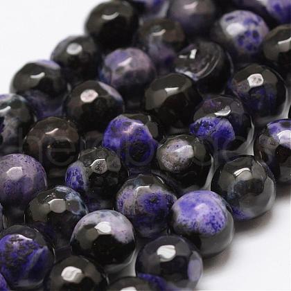 Faceted Natural Fire Crackle Agate Beads Strands G-F447-8mm-A11-1