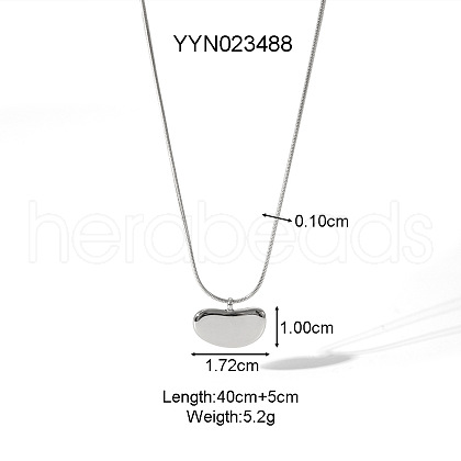 Bean Stainless Steel Pendant Necklaces for Unisex AA3662-2-1