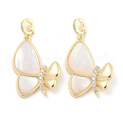 Brass Micro Pave Clear Cubic Zirconia Pendants KK-L211-019G-01-1
