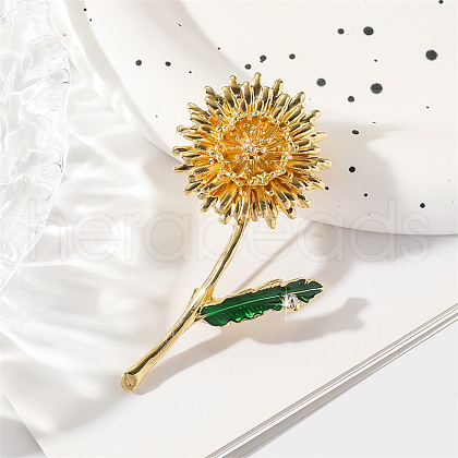 Sunflower Alloy Enamel Brooches PW-WGD7A43-01-1