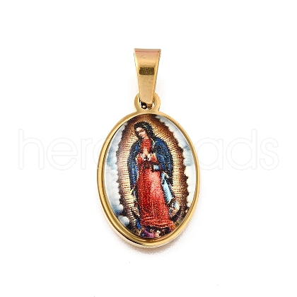 Religion Theme 304 Stainless Steel Pave Epoxy Pendants STAS-K256-29G-01-1