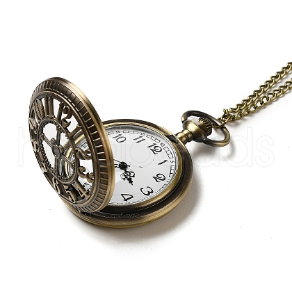 Alloy Glass Pendant Pocket Necklace WACH-S002-09AB-1