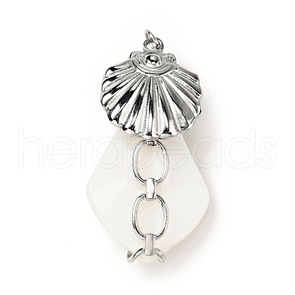Natural White Shell Pendants SSHEL-C010-02P-1
