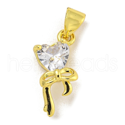 Rack Plating Brass Micro Pave Cubic Zirconia Pendants KK-C074-09G-1