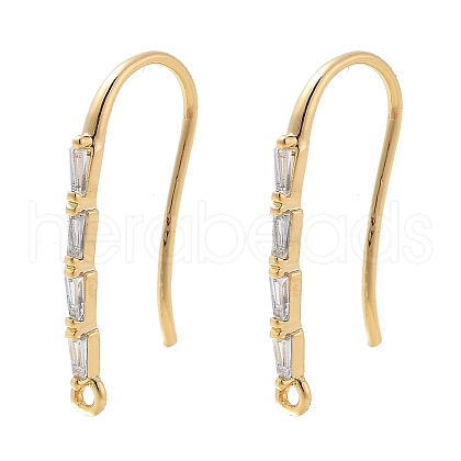 Brass Micro Pave Clear Cubic Zirconia Earring Hooks KK-G516-04G-1
