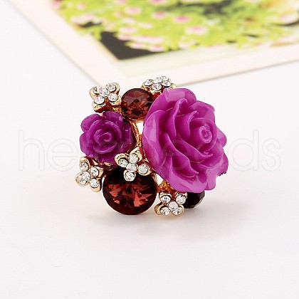 Resin Rose Finger Rings HP1514-6-1