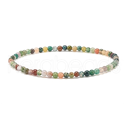 Mini Natural Indian Agate Beaded Stretch Bracelets BJEW-JB07669-04-1