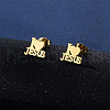 Word I Love Jesus 304 Stainless Steel Pendant Necklaces & Stud Earrings Sets FS-WGBBC94-01-4