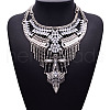 Alloy Crystal Rhinestone Teardrop Trible Floral Chunky Bib Necklaces for Women FS-WGFFCE0-01-1