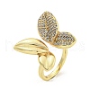 Bowknot Brass Micro Pave Clear Cubic Zirconia Cuff Rings RJEW-L113-004G-1