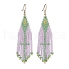 304 Stainless Steel with Glass Dangle Stud Earring EJEW-MZ00180-01-1