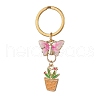 3Pcs Potted Plant & Butterfly Alloy Enamel Pendant Keychains KEYC-JKC01160-3