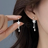 999 Fine Silver Flower Tassel Ear Plug Gauges EJEW-P296-10S-3