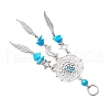 6Pcs 6 Styles Natural & Synthetic Mixed Gemstone & Alloy Woven Web/Net with Feather Big Pendants PALLOY-JF03443-5