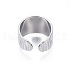Non-Tarnish 304 Stainless Steel Texture Open Cuff Ring RJEW-S405-258P-3
