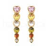 304 Stainless Steel Colorful Cubic Zirconia Tassel Stud Earrings EJEW-Z094-01G-G-4