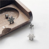 316L Surgical Stainless Steel Snowflake Straight Barbell 15 Gauge Piercing Tongue Rings for Women Men FS-WGAECD9-01-3