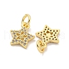 Brass Micro Pave Clear Cubic Zirconia Charms KK-Z044-29G-2