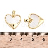 Brass Pave Natural Shell Heart Charms KK-C051-24G-3