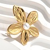 Mother's Day Jewellery Flower 304 Stainless Steel Open Cuff Rings RJEW-S403-01G-2