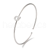 Rack Plating Brass Micro Pave Clear Cubic Zirconia Letter Open Cuff Bangles BJEW-A018-01P-Q-1