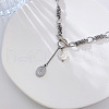 Stainless Steel Oval Virgin Mary & Flat Round Baroque Natural Freshwater Pearl Pendant Necklaces FS-WG7A760-01-2