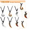 FIBLOOM 6Pcs 6 Style Resin Pendant Necklaces Set NJEW-FI0001-27-3