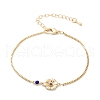 Brass Micro Pave Cubic Zirconia Birthday Flower Link Bracelets BJEW-U031-01G-09-4