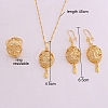Oval with Flower Pattern Brass Pendant Necklaces & Hoop Earrings & Rings Sets FS-WGD44EB-01-2