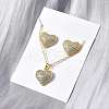 Heart Brass Micro Pave Cubic Zirconia Stud Earrings & Pendant Necklaces Sets SJEW-Z002-05G-1