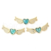 Rack Plating Brass Micro Pave Clear Cubic Zirconia Heart with Wings Connector Charms KK-K385-089G-1