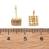 Square Brass Micro Pave Clear Cubic Zirconia Stud Earrings for Women EJEW-G428-12G-01-5