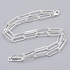 Brass Flat Oval Paperclip Chain Necklace Making MAK-S072-07A-S-2