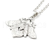 Alloy Moth Pendant Necklace NJEW-G056-07AS-2