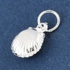 Fine Silver Sterling Silver Hollow Shell Shaped Charms with Jump Rings STER-R013-02S-2
