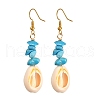 Natural Cowrie Shell Beads Dangle Earrings EJEW-JE04642-2