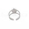 201 Stainless Steel Open Cuff Finger Ring Enamel Settings STAS-S119-159B-P-2