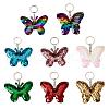 8Pcs 8 Colors Reflective Sequin Butterfly Pendant Keychain KEYC-TA0001-19-1