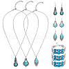 FIBLOOM Bohemian Glass & Plastic Beaded Jewelry Set SJEW-FI0001-29-8