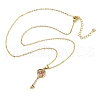 Brass Micro Pave Cubic Zirconia Heart Key Pendant Necklaces for Women NJEW-R027-03G-02-4