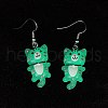 Iron Transparent Resin Cat Shape Dangle Earrings EJEW-JE06379-6