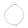Brass Micro Pave Grade AAA Cubic Zirconia Letter Pendant Necklaces NJEW-JN04771-07-4