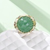 Half Round Natural Green Aventurine Cubic Zirconia Cuff Rings RJEW-M076-01G-05-5