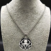 304 Stainless Steel Black Enamel Flat Round with Octopus Pendant Necklaces NJEW-K283-31P-2