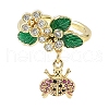 Ladybird Brass Micro Pave Cubic Zirconia Cuff Rings RJEW-A069-03G-6