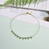Acrylic Leaf Charm Necklace with Imitation Pearl Beaded for Women NJEW-JN04138-2